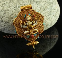 Chenrezig & Green Tara Silver Ghau Pendant