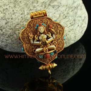 Chenrezig & Green Tara Silver Ghau Pendant