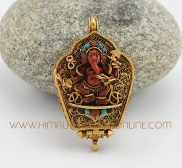 Ganesha & Green Tara Silver Ghau Pendant