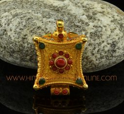 Coral Stones Silver Ghau Pendant