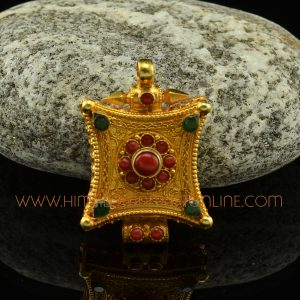 Coral Stones Silver Ghau Pendant