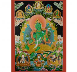 32.75″x23.75″ Green Tara Thangka Painting
