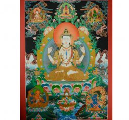 33.5″ x 24” Chenrezig Thangka Painting
