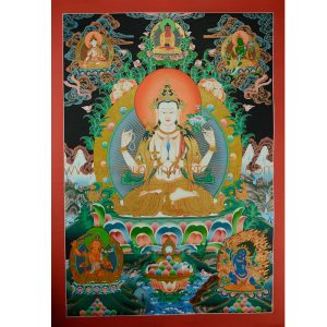 33.5" x 24” Chenrezig Thangka Painting