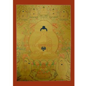 33.5"x24" Gold Amitabha Buddha Thangka Painting