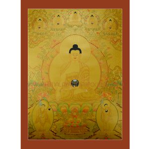 33.5"x 25" Gold Shakyamuni Buddha Thangka Painting