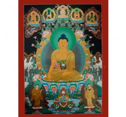 34.25″x24.75″ Shakyamuni Buddha Thangka Painting