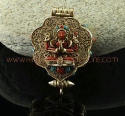 Chenrezig & White Tara Silver Ghau Pendant