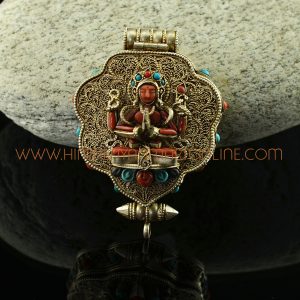 Chenrezig & White Tara Silver Ghau Pendant