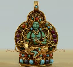Green Tara Silver Ghau Pendant