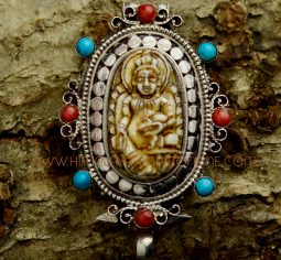 Yellow Dzambhala Silver Ghau Pendant