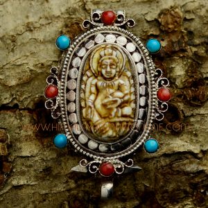 Yellow Dzambhala Silver Ghau Pendant