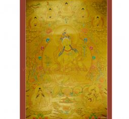 44″ x 30.5″ Gold Green Tara Thangka Painting