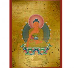 42.5″ x 31″ Gold Shakyamuni Buddha Thangka Painting