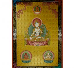 44” x 32.5” Gold 108 White Tara Thangka Painting