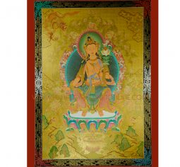 47.5″ x 34.5″ Gold Maitreya Buddha Thangka Painting