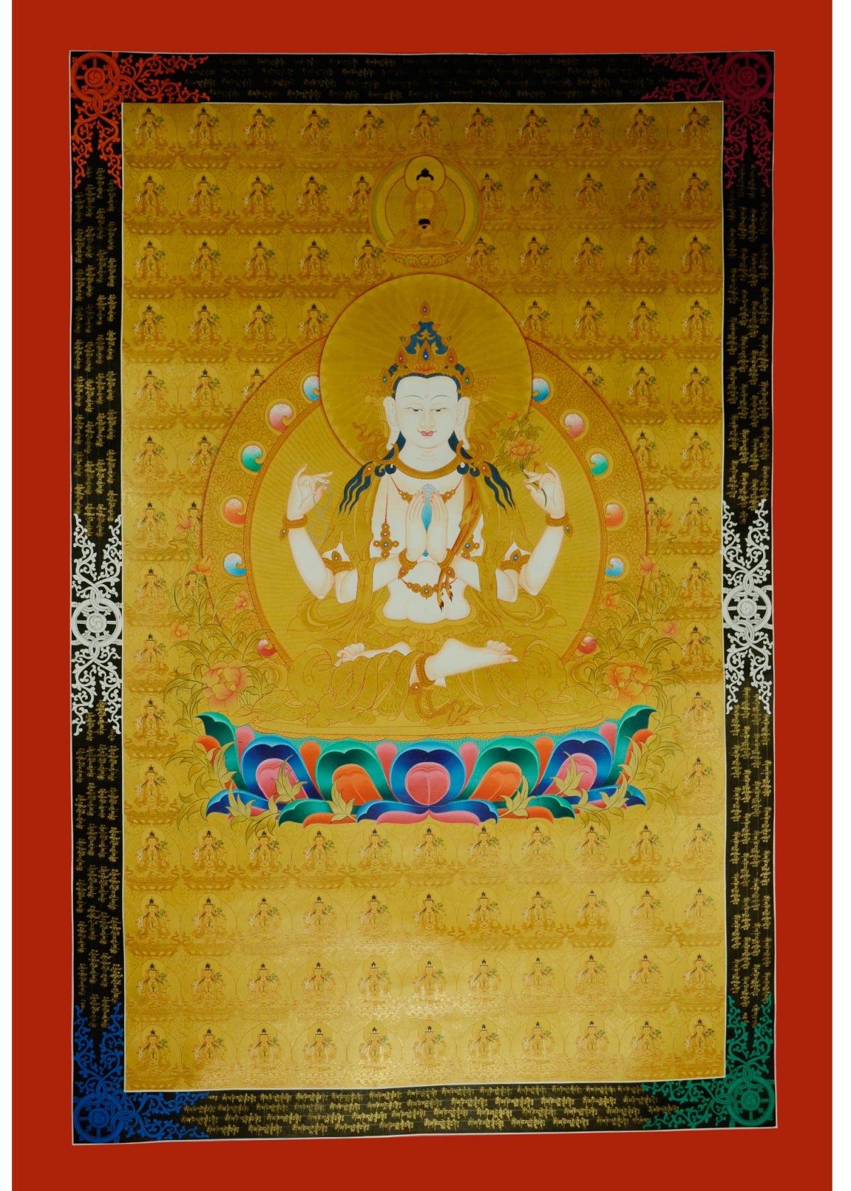 Gold 108 Chenresi Thangka