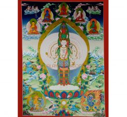 38.75″ x 28.75″ Avalokiteshvara Religious Thangka Painting