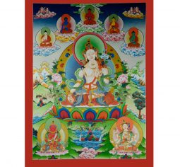 39.25″ x 30″ White Tara Thangka Scroll Painting