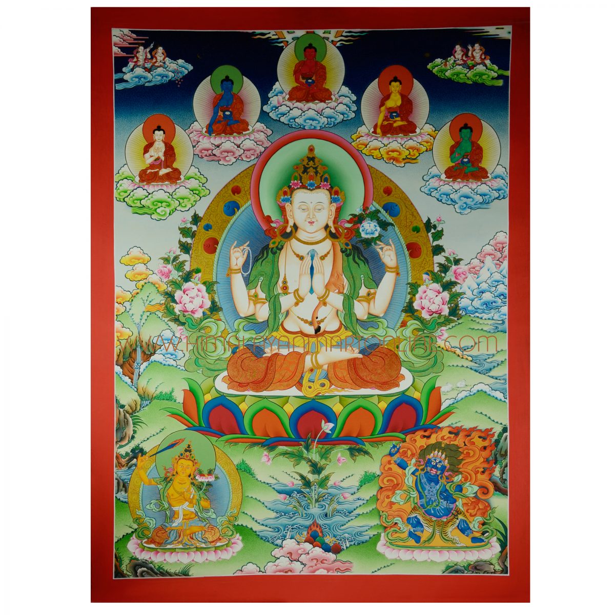 Chenresi Thangka Scroll Painting