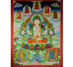 39″ x 29.25″ Chenresi Thangka Scroll Painting