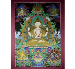 42.75″ x 31.75″ Chenresi Religious Thangka Painting
