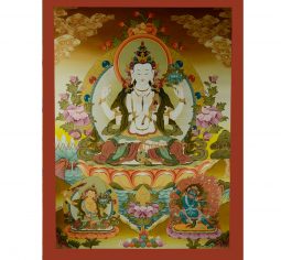 44″ x 33.75″ Chenresi Thangka Ritual Painting