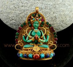 Chenrezig Silver Ghau Pendant