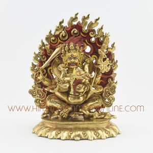 Hand Carved Four Armed Mahakala Copper Statue