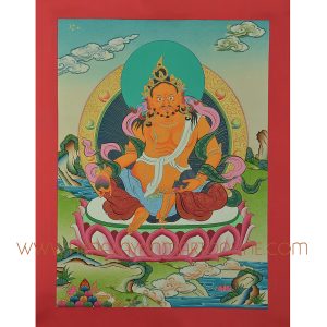 Yellow Jambhala Thangka Painting
