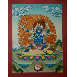 17.5"x13.5" Karzopa Mahakala Thankga Painting