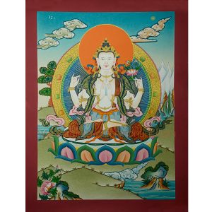 17.25" x 13" Chenrezig Thangka Painting