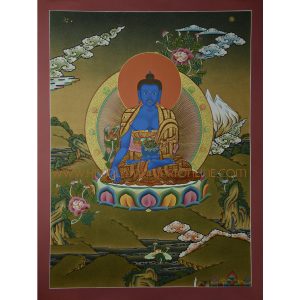 24.25"x18.5" Medicine Buddha Thangka Painting