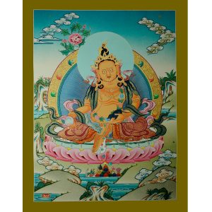 26.75” x 20.5” Yellow Jambhala Thankga Painting