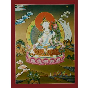 24.5" x 18.75" White Tara Thangka Painting