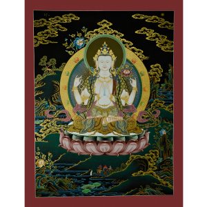 26.5" x 20.5" Chenrezig Thangka Painting