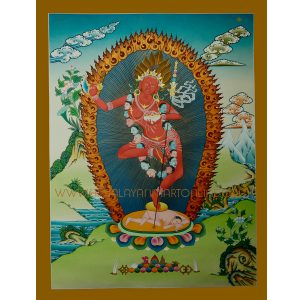 26.5” x 20.5" Vajravarahi or Dorje Phagmo Thangka Painting