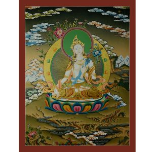 26.5" x 20.5" White Tara Thangka Painting