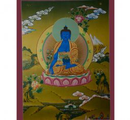 29.75″x22.5″ Medicine Buddha Thangka Painting
