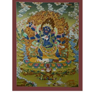 29.5"x22.5" Black Mahakala Thangka Painting