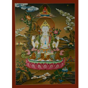 29.5" x 22.5" Chenrezig Thangka Painting