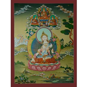 29.5"x 22.55" White Tara Thangka Painting