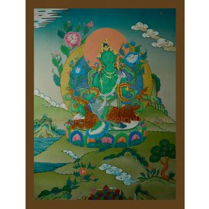 29.75"x23" Green Tara Thangka Painting