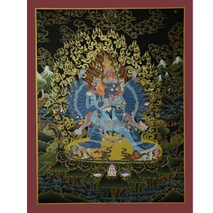 29.75”x23” Yamantaka with Consort Thangka Painting