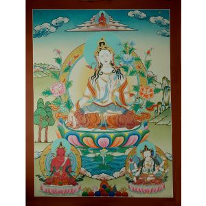 30"x 22.75" White Tara Thangka Painting