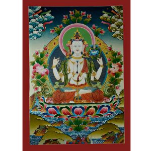 31" x 22.25" Chenrezig Thangka Painting