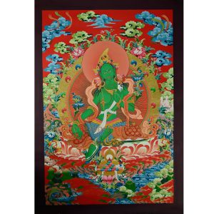 32.75" x 22.5" Green Tara Thangka Painting