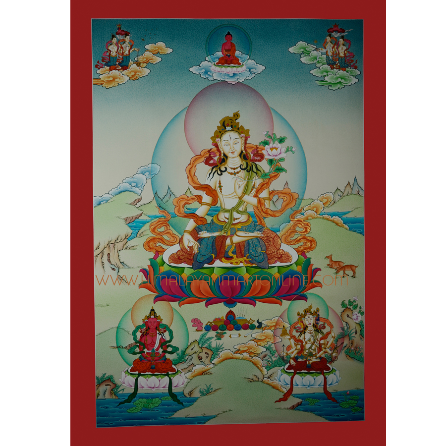 White Tara Thangka Painting