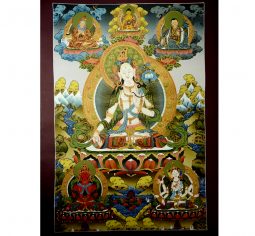 33.5″x23.5″  White Tara Thangka Painting