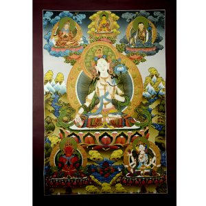 33.5"x23.5"  White Tara Thangka Painting